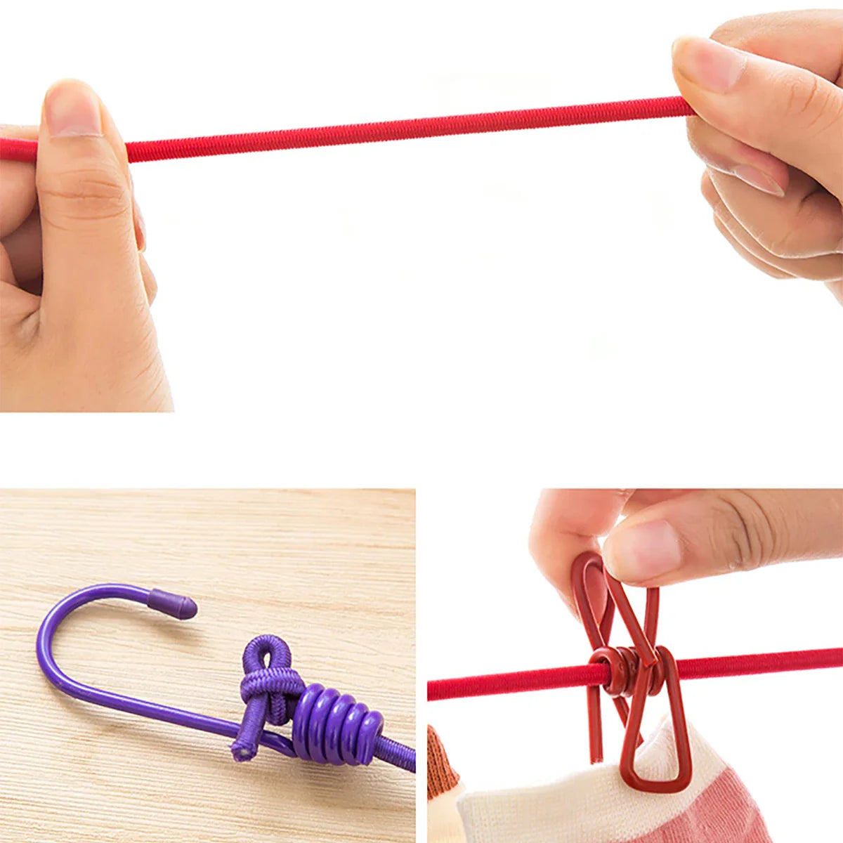 Windproof Non-Slip Elastic Multi-Clip Travel Clothesline - Image 4