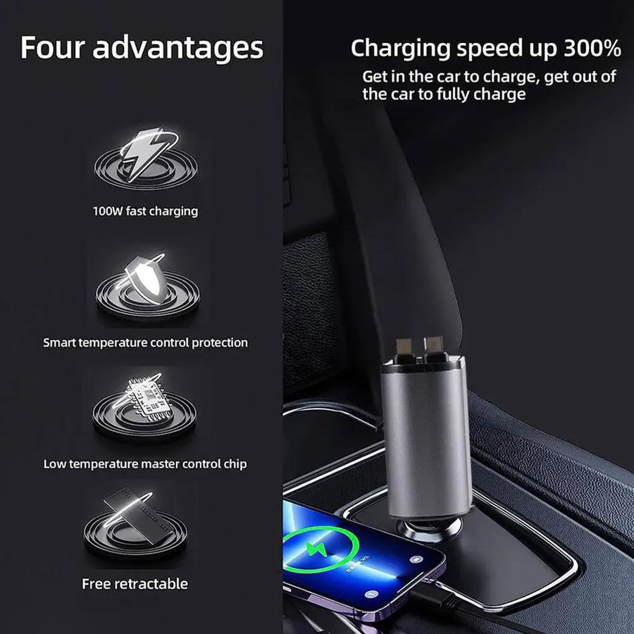 4in1 Retractable Fast Charging Car Lighter Charger - Image 8