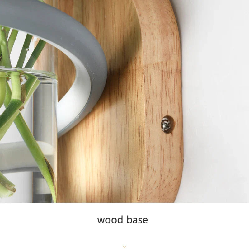 Nordic Unique Wooden Outdoor Wall Vase Lamp - Image 5