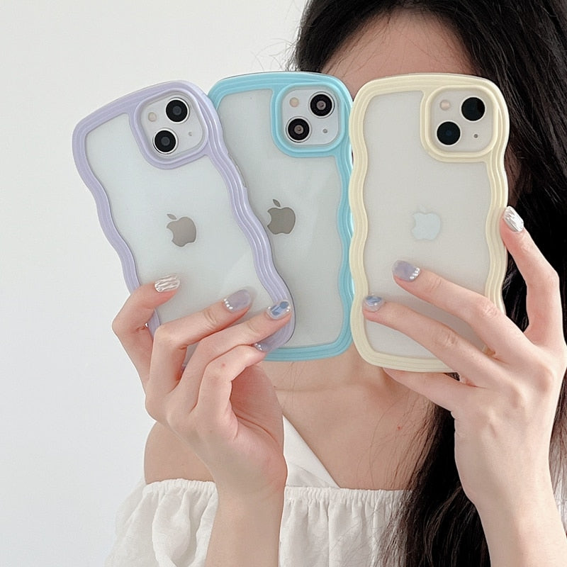 Wavy Art Clear Soft iPhone Case - Image 1