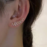 Crystal Leaf Design Cuff Earring