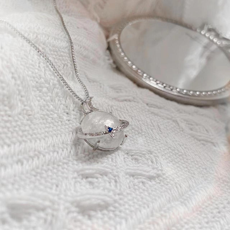Elegant Lunar Bliss Crystal Necklace - Image 3