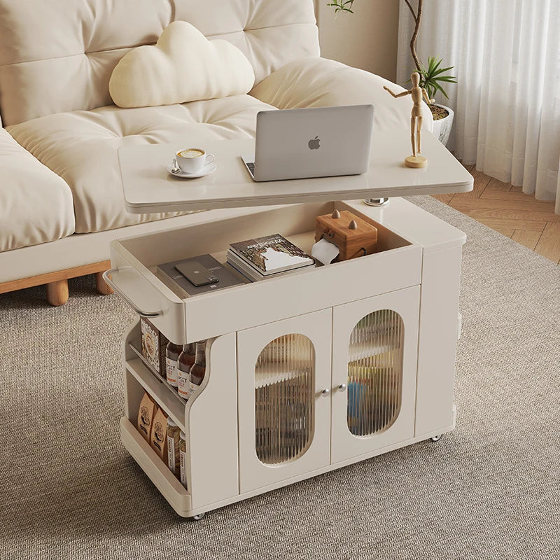 Vintage Style Lift-Top Hidden Storage Coffee Work Table - Image 3