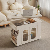 Vintage Style Lift-Top Hidden Storage Coffee Work Table - Image 3