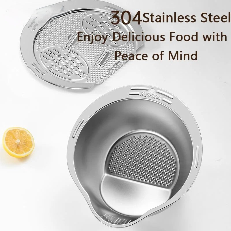 All-in-One Stainless Steel Kitchen Drain Slicer Bowl - Image 3