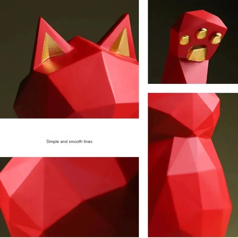 Nordic Minimalism Geometry Lucky Cat Statues - Image 5