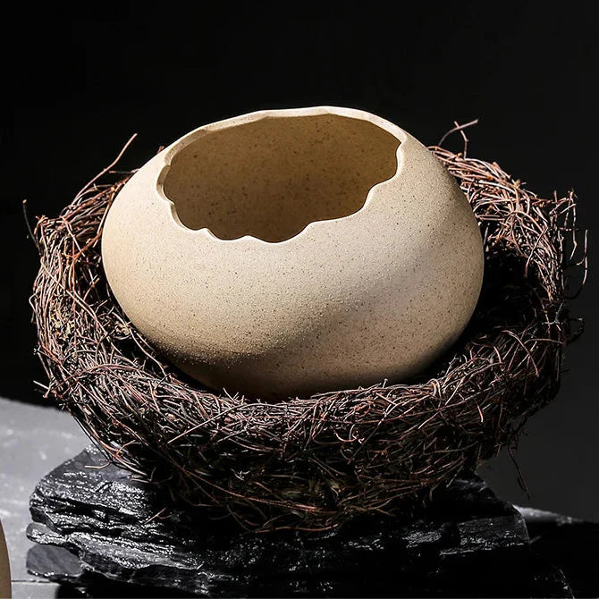 Creative Ceramic Bird Nest Eggshell Bowl