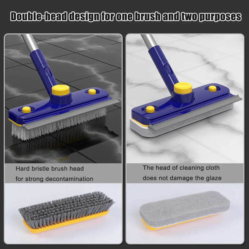 2in1 V-Shaped Long Handle Floor Scrub Edge Cleaner Brush