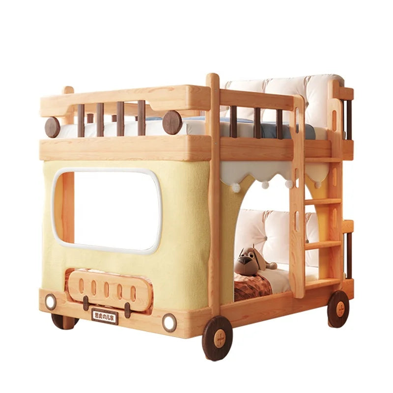 Cute Bus Two-Level Playhouse Wooden Bunk Bed - Image 5