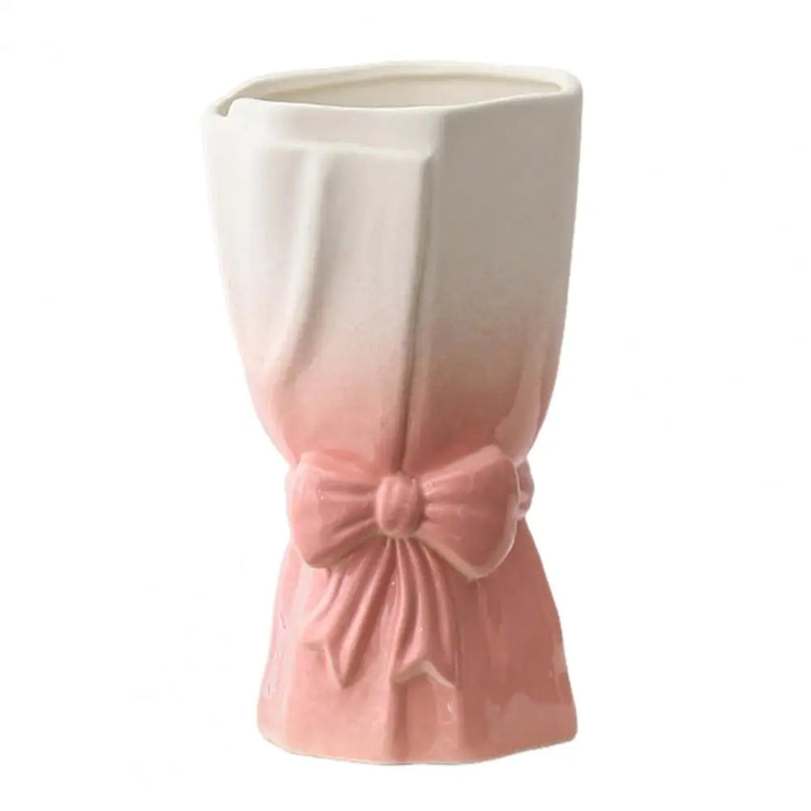 Ribbon Bow Ceramic Tabletop Flower Vase - Image 7