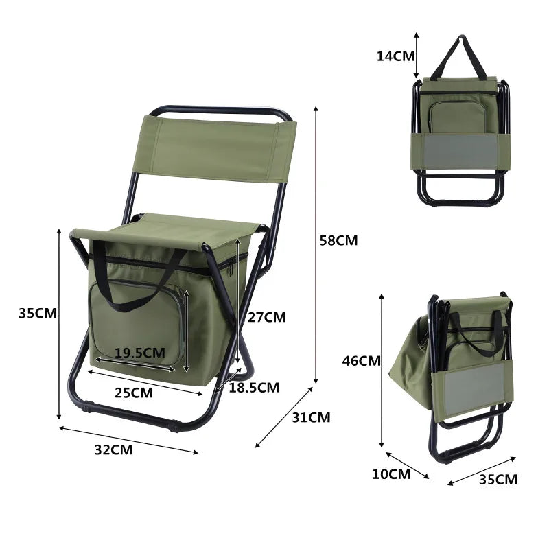 Built-in Cooling Bag Portable Folding Outdoor Stool - Image 6