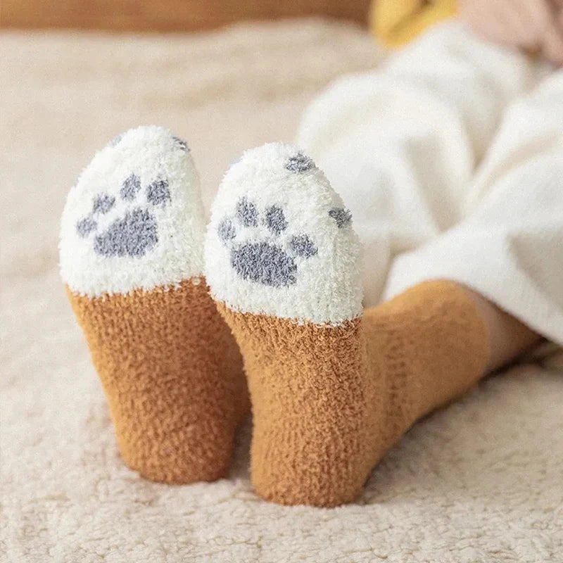 Plush Winter Cute Cat Paws Sock - Image 3