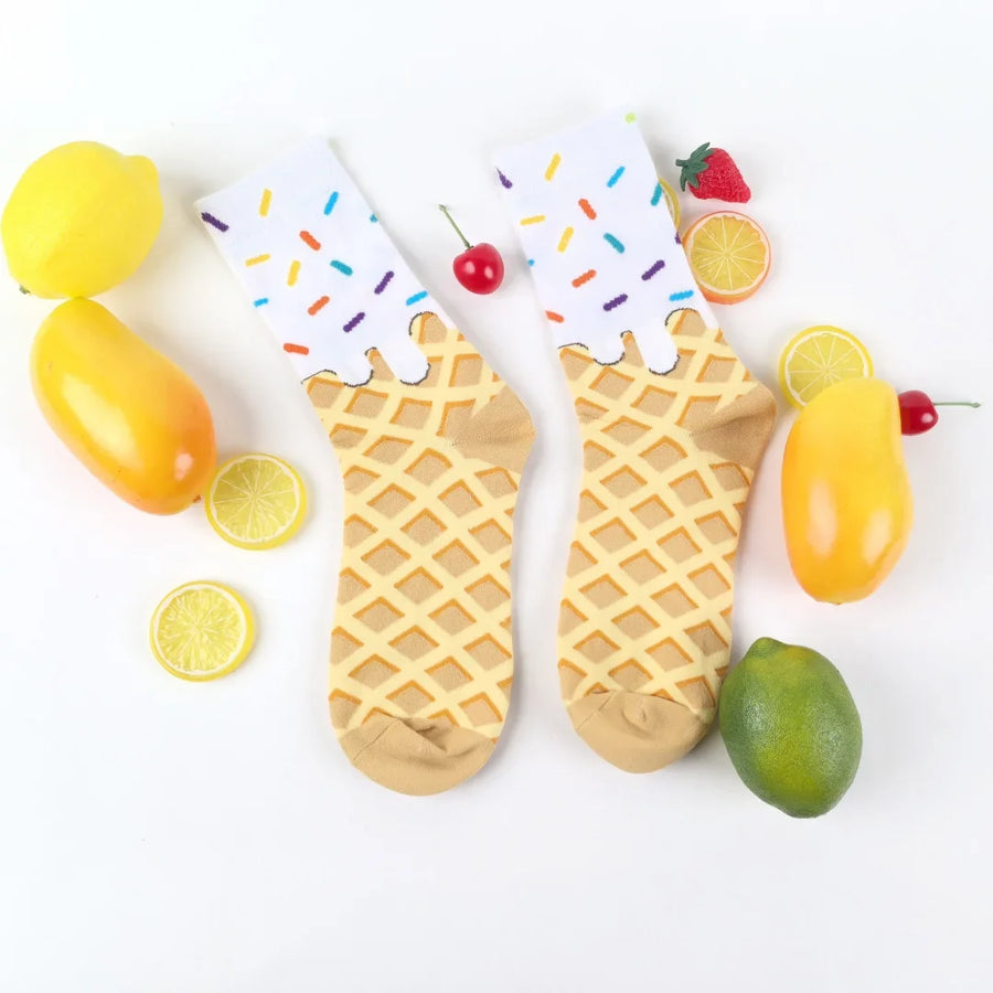 Ice Cream Waffle Pattern Socks - Image 7
