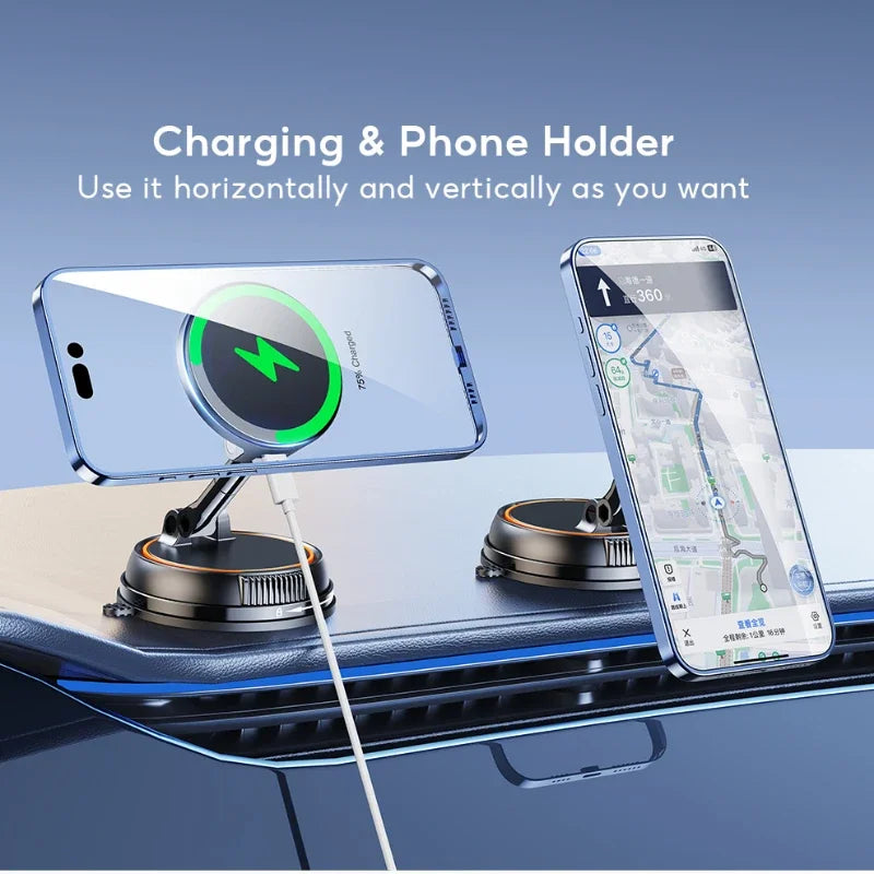 Strong Suction Wireless Car Magnetic Charging Phone Holder - Image 1