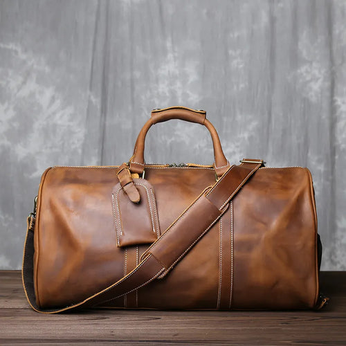 American Style Retro Leather Large Capacity Shoulder Bag - Image 0