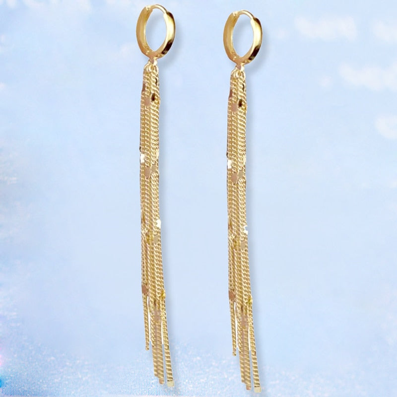 Elegant Flow Long Metal Tassel Earrings