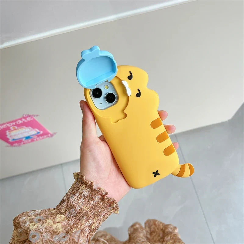 Snack Attack Cat and Fish Phone Case