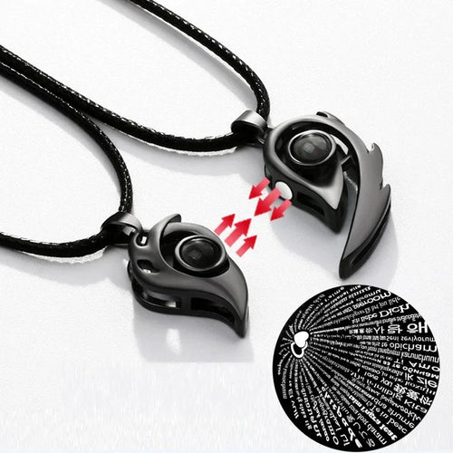 I Love You Magnetic Projection Couple Necklace Set - Image 0