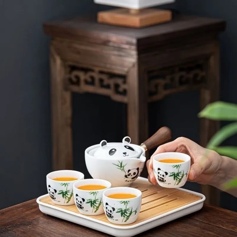 Panda Spin Rotating Tea Set