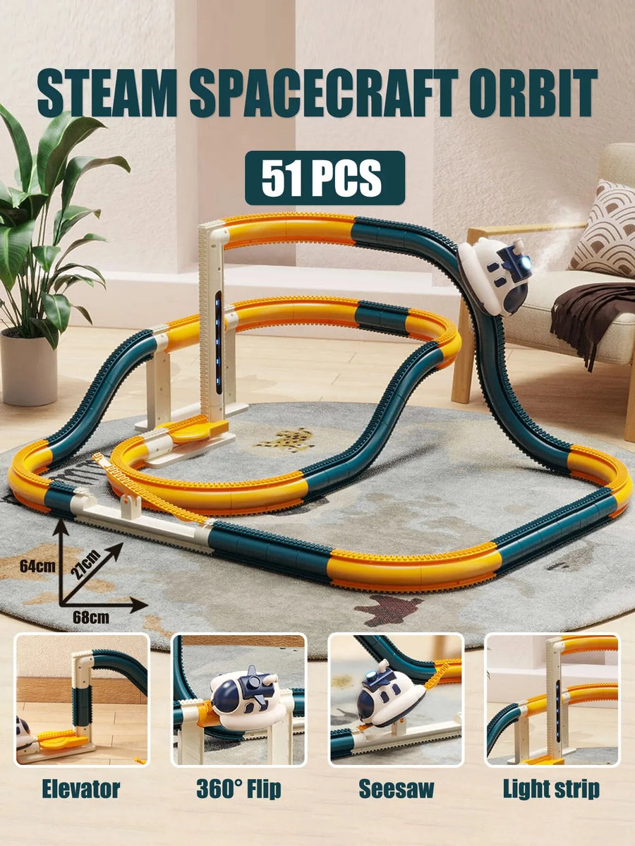 360° Flip Space Craft Interactive Steam Car Track - Image 8