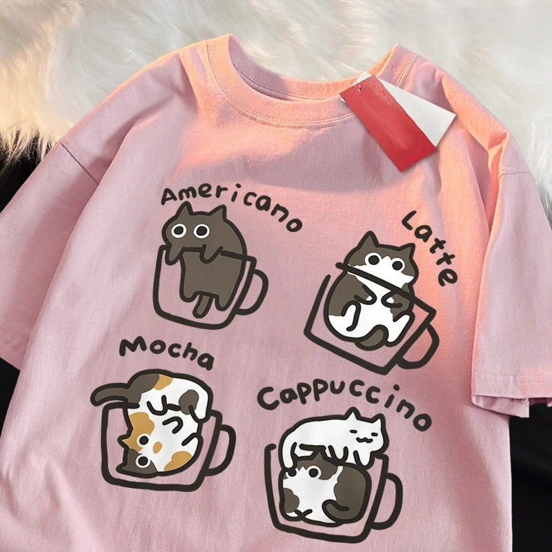 Cat Coffee Lover Funny T-Shirt - Image 5