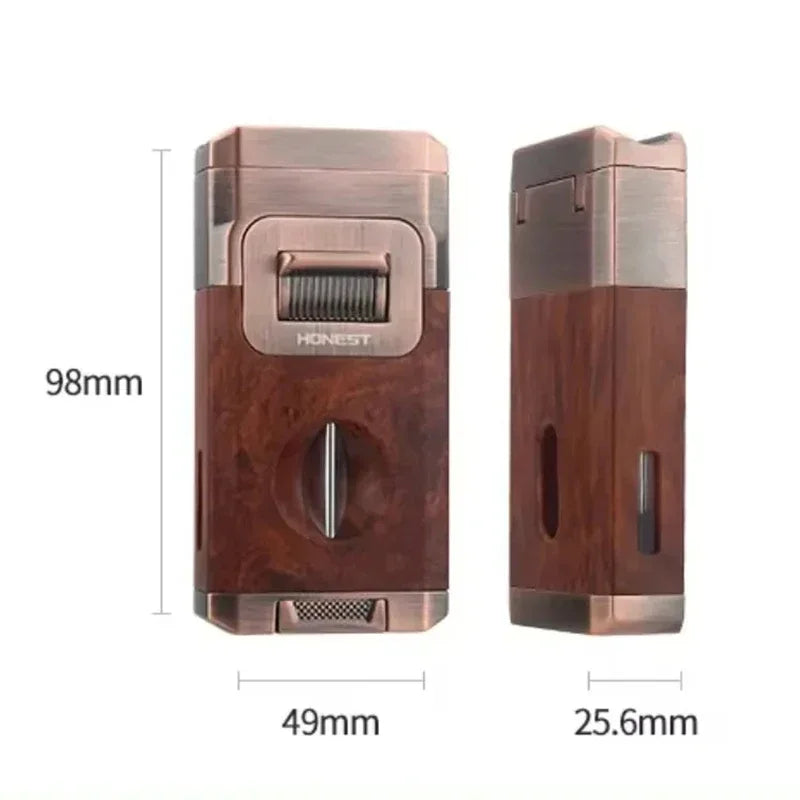 Metal Double Jet Flame Wind Proof Butane Lighter