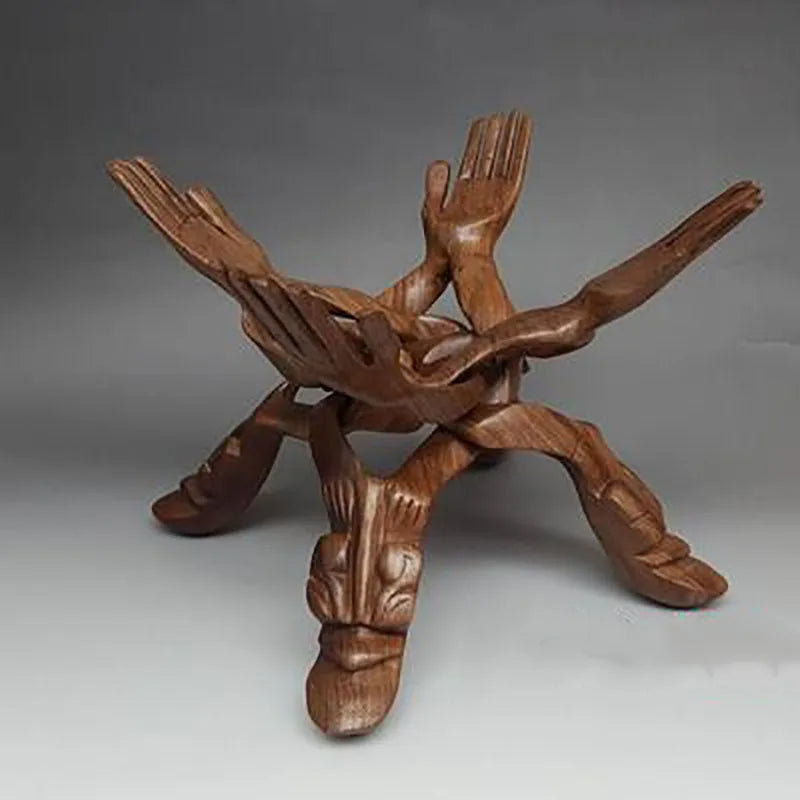 Serene Sculpture Wooden Luck Bearer Serving Platter - Image 0