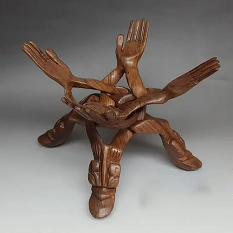 Serene Sculpture Wooden Luck Bearer Serving Platter - Image 4