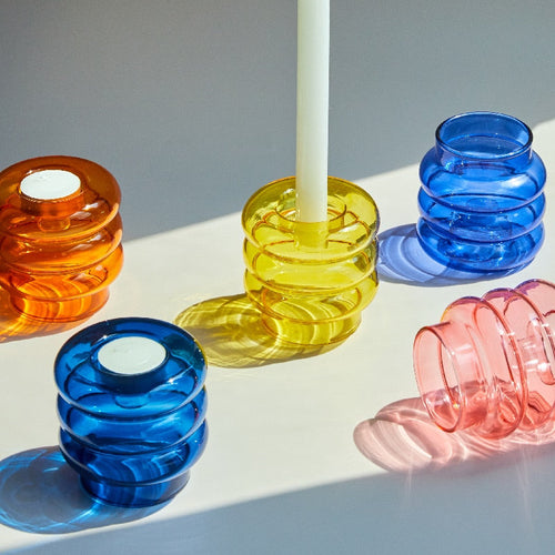 Dual Glass Spiral Candle Holder - Image 0