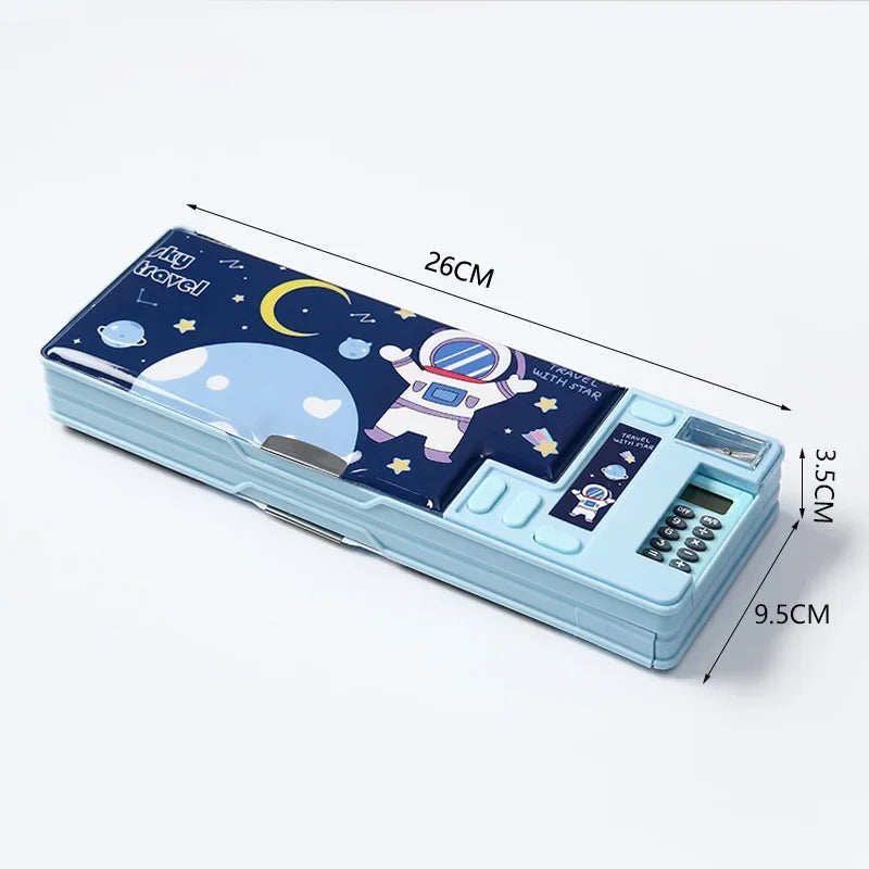 Double-Sided Creative Calculator Cute Kids Pencil Case