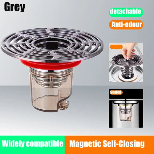 Magnetic Self-Closing Anti-Odor Bathroom Strainer Cover