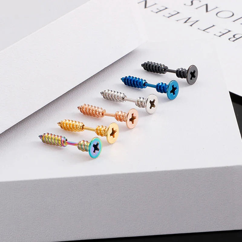 Bolt Head Industrial Screw Stud Earrings