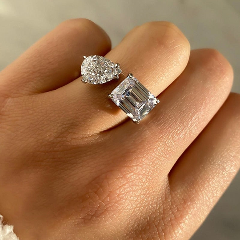 Water Drop Zircon Chic Adjustable Ring - Image 2