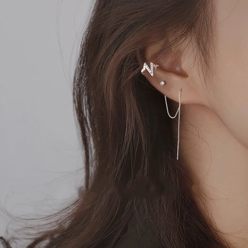 Elegant Slim Geometric Chain Earrings - Image 9