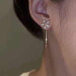 Elegant Flower Long Chain Earrings