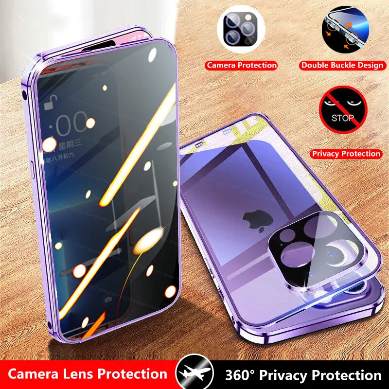 Invisible Shield Full Cover Anti-Peep Privacy  Magnetic Phone Case - Image 1