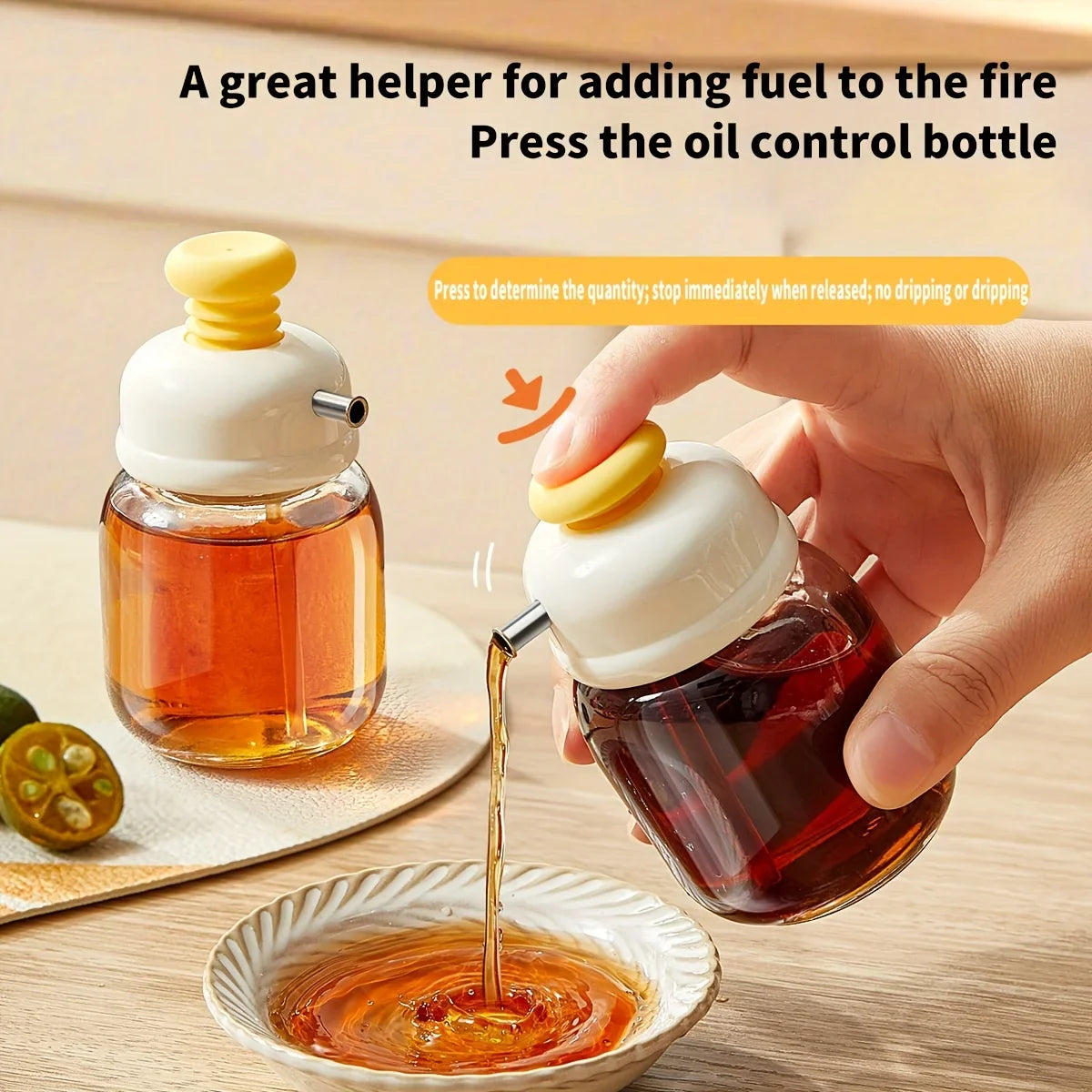Press Easy Glass Oil Sauce Dispenser Bottle - Image 1