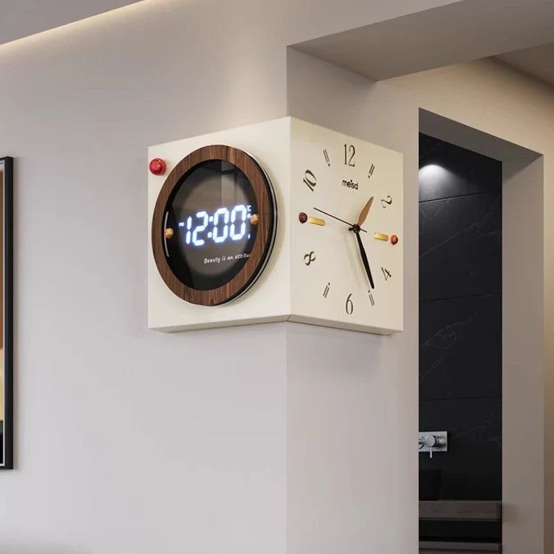 Corner-Split Dual Display Minimal Wall Clock - Image 2