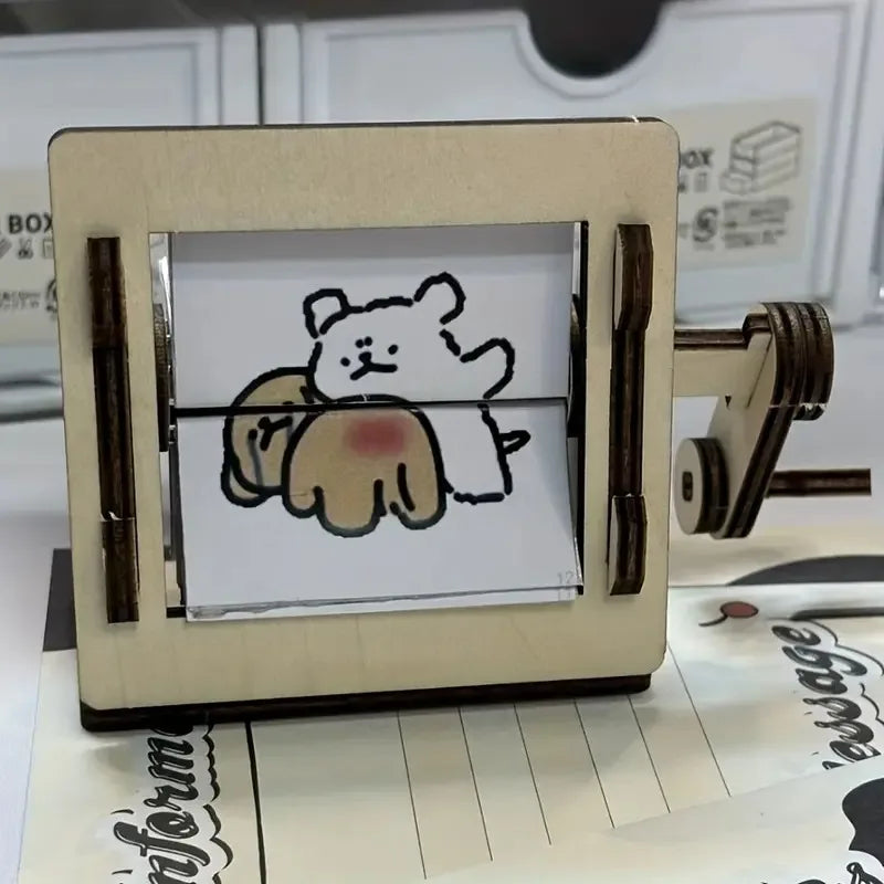 DIY Wooden Hand-Cranked Animation Machine Desktop Decor Kit - Image 5