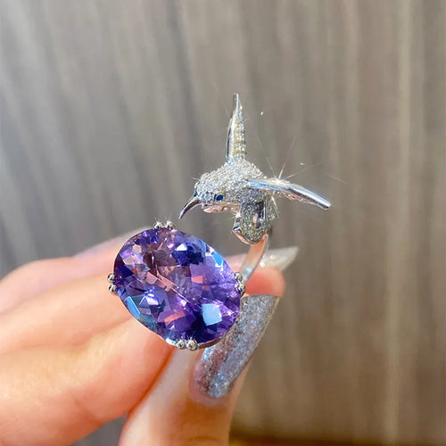 Majestic Hummingbird Gemstone Ring - Image 0