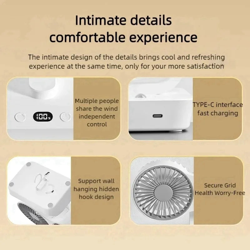 Adjustable Double-Head Portable Table Fan Night Lamp - Image 5