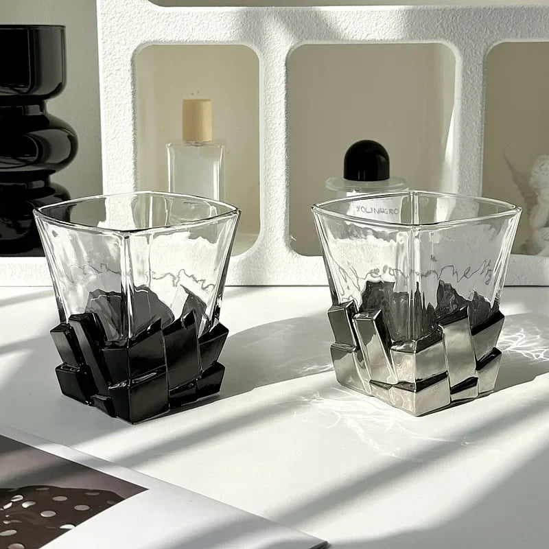 Geometric Onyx Base Glass Cup - Image 2