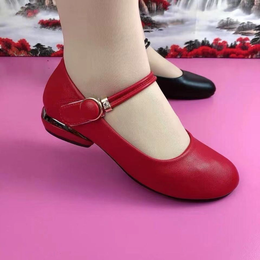 Round Toe Flexible Chunky Heel Shoes - Image 3