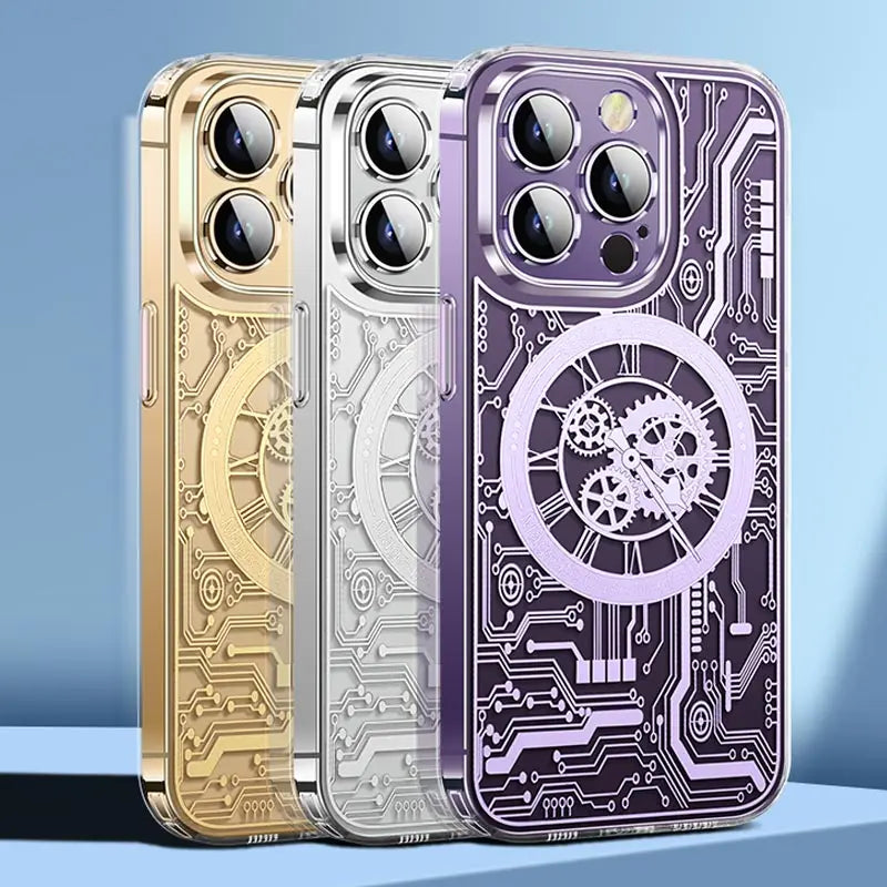 Futuristic Design Heavy-Duty Magsafe Clear iPhone Case - Image 1