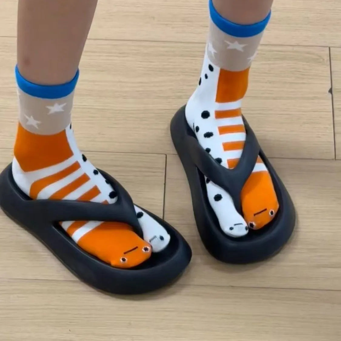 Playful Eel Stripe Cozy Crew Socks - Image 3