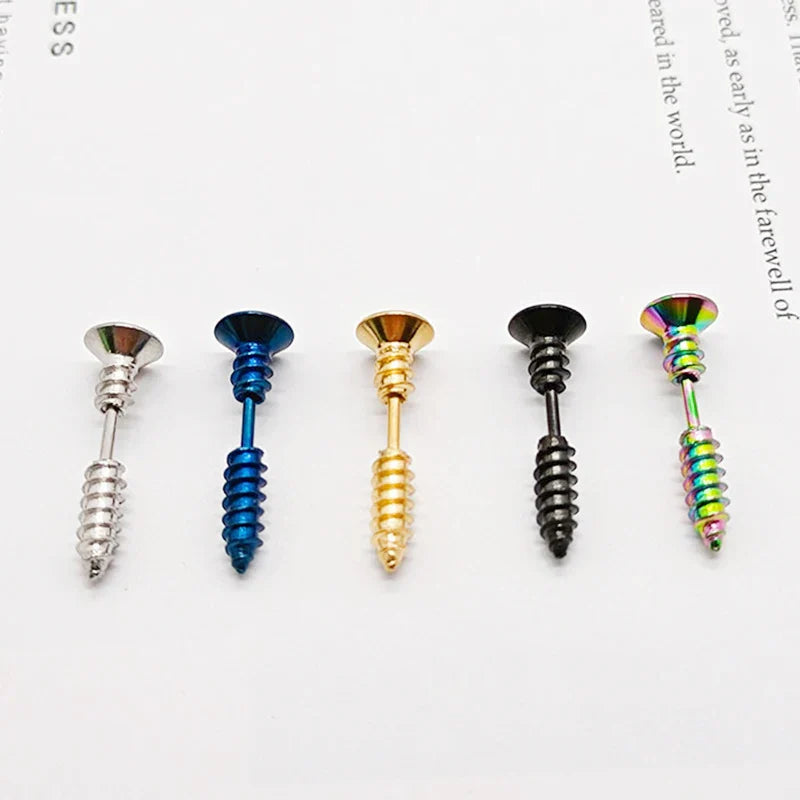 Bolt Head Industrial Screw Stud Earrings