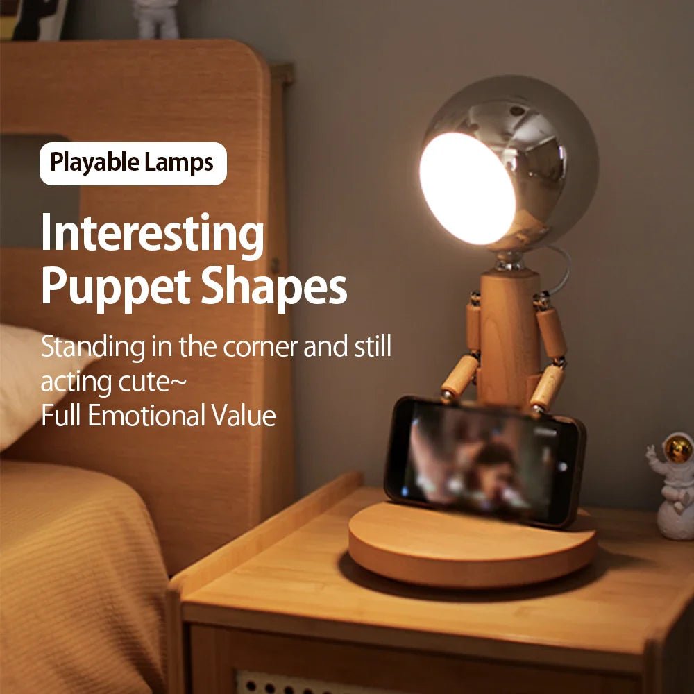 Lunar Robot Astronaut Wooden Table Lamp - Image 6