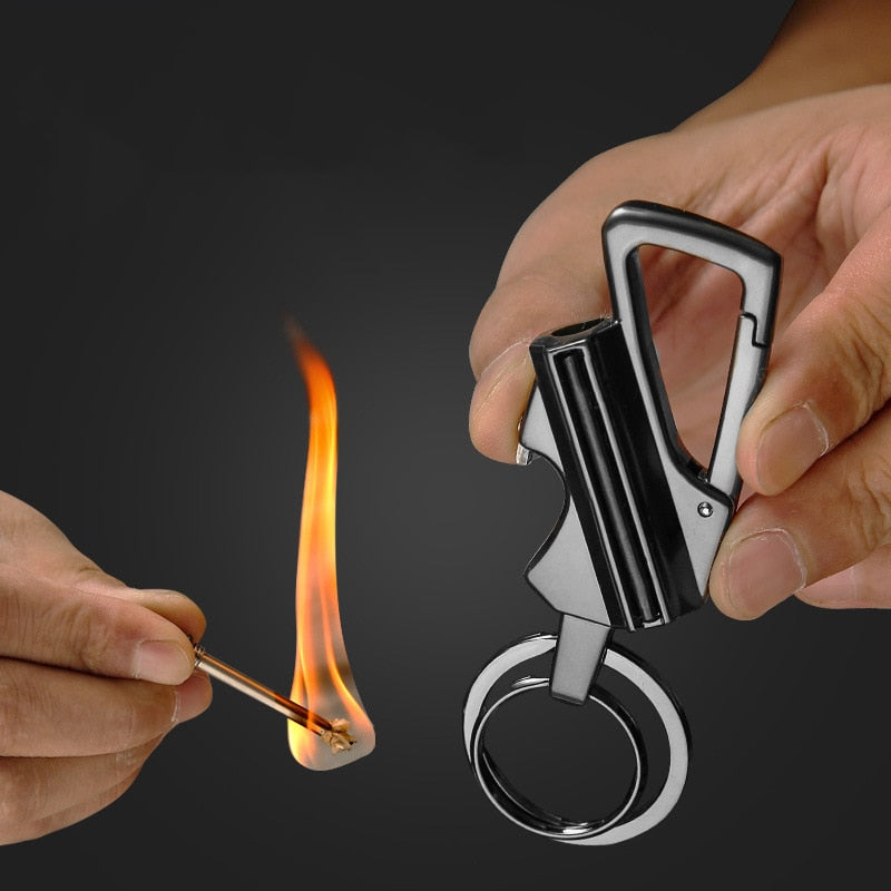 Outdoor Windproof Lighter Match Keychain