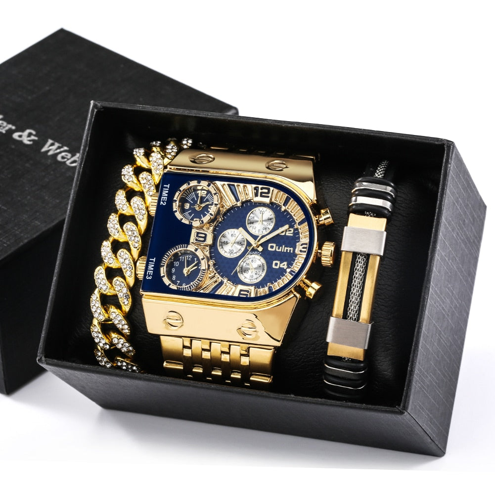 Big Dial Watch Quartz Business Men Gift Set