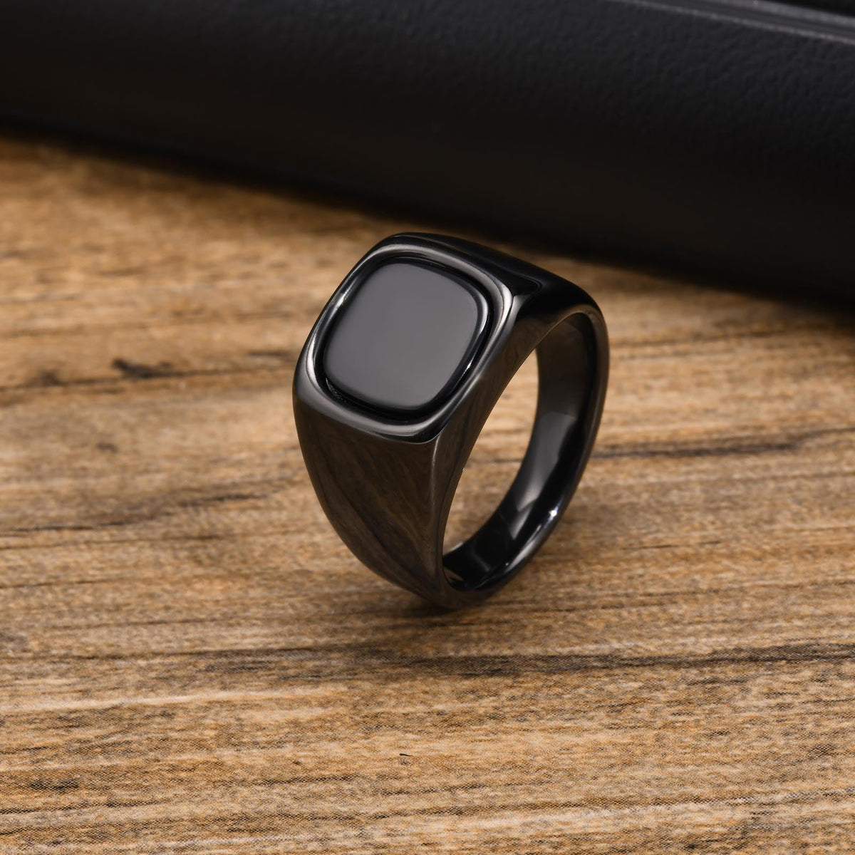 Black Storm Stone Stainless Steel Ring